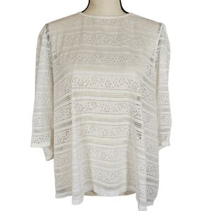 Treasure&Bond Beautiful Lace Blouse, 3X, Ivory
